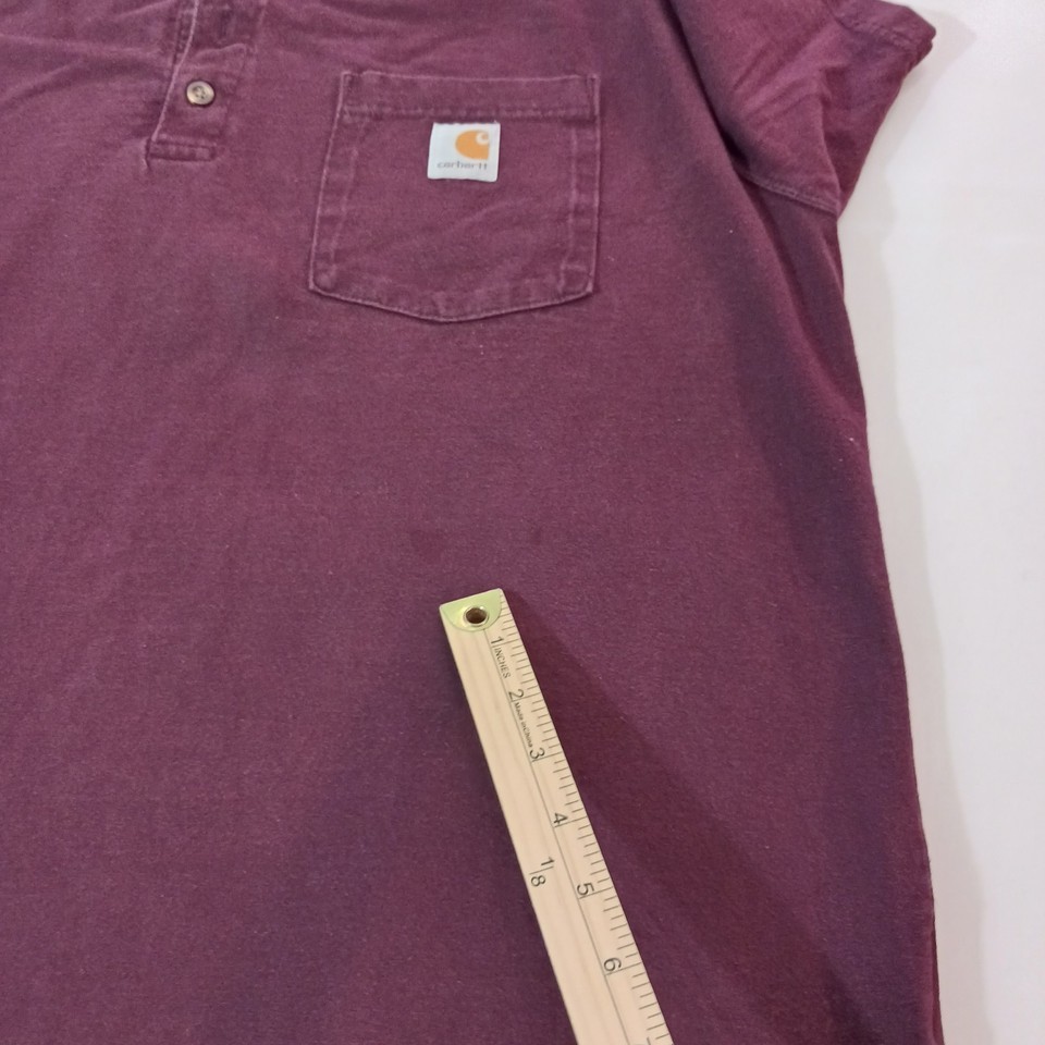 Carhartt K84 PRT Men's Burgundy Cotton Short Sleeve Henley T-Shirt Size Large Item image 3