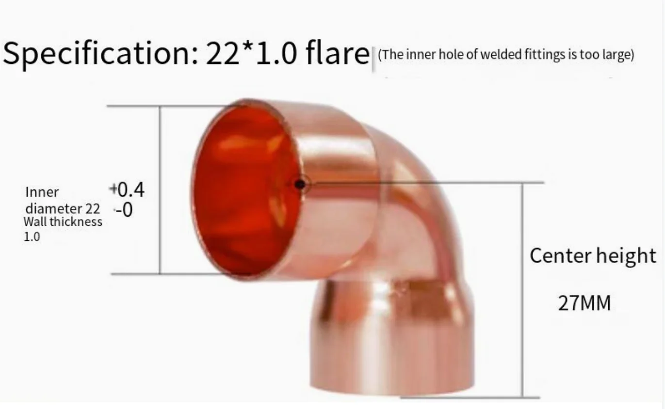 5Pcs Inner Diameter: 24.5-38mm Air Conditioning Welding Copper Elbow, Red Copper - £64.15 GBP