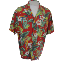 Alohawears vintage Men Hawaiian camp shirt p2p 27&quot; 2X luau tropical birds parrot - £35.09 GBP