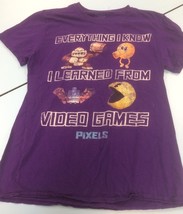 Pixels Purple T-shirt M Everything I Know I Learned From Video Games Sh1 - £3.79 GBP