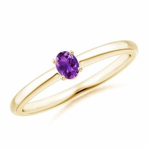 ANGARA Natural 0.14 Ct Solitaire Oval Amethyst Promise Ring in 14K Solid Gold - $379.05