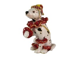 Jeweled Enameled Pewter Circus Dog Dalmatian Hinged Lid Trinket Jewelry Box - $26.97