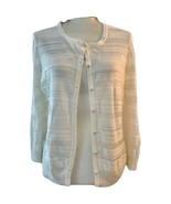 New York and Company Cream Sheer Knit Button Cardigan 3/4 Sleeve Sweater... - $17.22