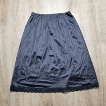 Deena Vintage Skirt Slip ~ Sz M ~ Black ~ Elastic Waist ~ Lace Trim - $17.09