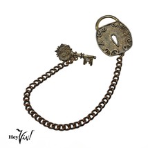 Vintage Unsigned Jeanne Lock and Key Pin Valentine Key To My Heart Brooch - Hey - £28.78 GBP