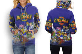 Digimon Adventure Hoodie Sporty Casual Graphic Zip up Hoodie for Women - £26.54 GBP+
