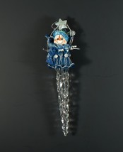 Christmas Ornament Snowman Icicle Acrylic With Glitter Vintage - £8.78 GBP