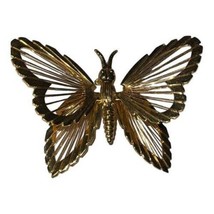 Monet Gold Tone Butterfly Brooch Pin Filigree Open Wire - £12.49 GBP