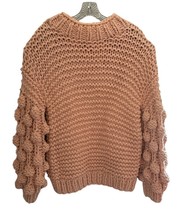 Goodnight Macaroon Chunky Knit Pompom Sweater One Size Fits Most Soft Pink - $24.36