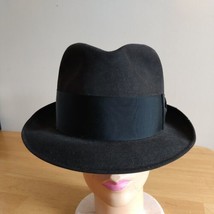 Vtg Resistol Fedora Hat Kitten Finish  Beaver 3X 7 1/8 Self-Conforming Black - £112.14 GBP