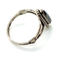 Vtg Signed Wheeler Manufacturing Co Sterling Silver Hematite Stone Ring sz 5 1/2 - £35.03 GBP
