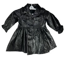 Girls Faux Leather Jacket With Button Detailing &amp; Elastic Cuffs Size 3T - $16.70