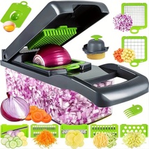 1pc Kitchen Vegetable Chopper 13 in 1 Food Cutter With 8 Blades and Container - £27.93 GBP