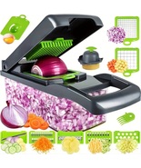 1pc Kitchen Vegetable Chopper 13 in 1 Food Cutter With 8 Blades and Cont... - £27.83 GBP