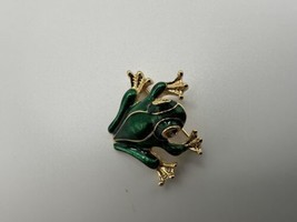 Vintage Gold Blue Green Enamel Frog Brooch By D’Orlan 3.6cm - $47.03