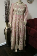 Pakistani Tea Pink Long Maxi Style  Fancy Suit ,Medium - $143.55