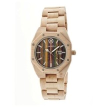 NEW Earth EW1905 Unisex Eco-Friendly Medullary Multi-Color Dial Khaki Wood Watch - £61.67 GBP