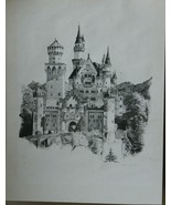 NEUSCHWANSTEIN CASTLE BAVARIA GERMANY Signed Volk 94 Limited ED B&amp;W ART ... - $75.78 CAD
