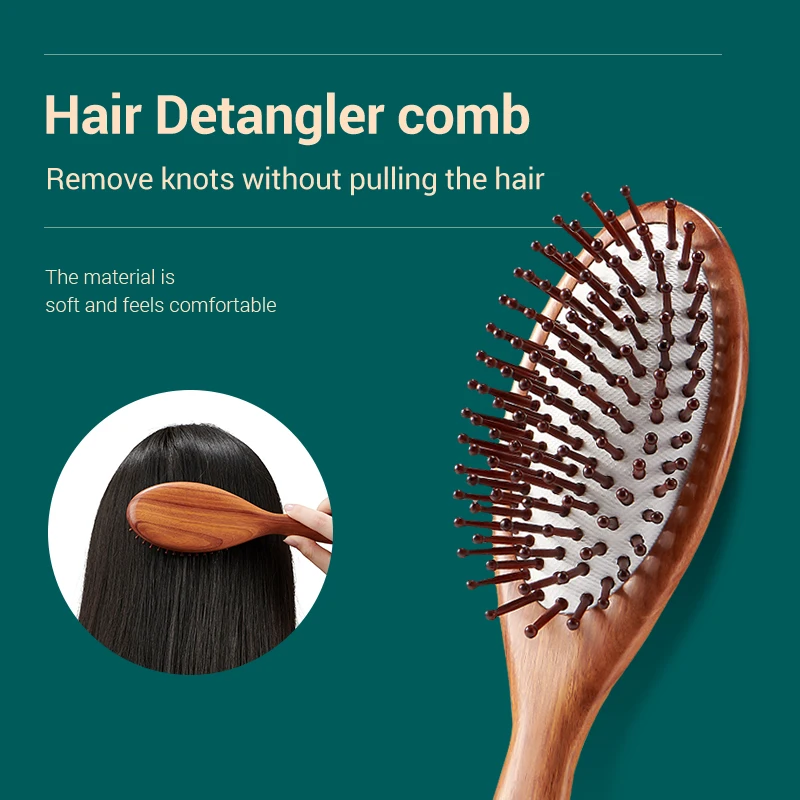 Sporting MR.GREEN Hair Brush Nature Wooden Anti-Static Detangle Brush Hair Scalp - £60.13 GBP
