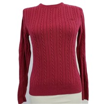 Izod womens Pullover Sweater red cable knit cotton Long Sleeve size XS - $18.00