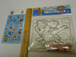 New Paw Patrol Coloring puzzle w/ crayons &amp; 66 Stickers Stocking Stuffer  - £4.79 GBP