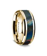 14K Yellow Gold Polished Beveled Edges Wedding Ring with Spectrolite - 8 mm - $2,499.99