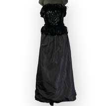 Vintage Victoria Royal Ltd Black Sequin Beaded Feather Gown Velvet Black Dress - £227.30 GBP