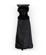 Vintage Victoria Royal Ltd Black Sequin Beaded Feather Gown Velvet Black... - £228.23 GBP