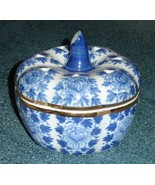 Maitland Smith Porcelain Flow Blue Pumpkin Collectible Trinket Box - GIFT! - $2,181.96 MXN