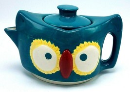 Vintage Ceramic Owl Head Teapot Unique &amp; Brightly Colored - $31.63
