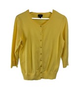Talbots Petite Pima Cotton Cardigan Colorful Yellow 3/4 Sleeve PM - $29.73 CAD