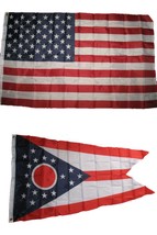 AES 3x5 3&#39;x5&#39; Wholesale Lot Combo: USA American w/State of Ohio Flag - £7.76 GBP