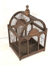 Primitive Domed Bird Cage Handmade Wooden &amp; Wire Vintage Country Antique Style - £98.89 GBP