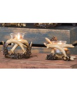 Set Of 2 Wildlife Rustic Buck Deer Stag Entwined Antlers Votive Candle H... - $39.77 CAD