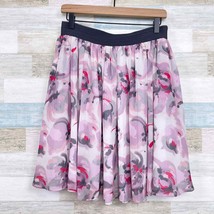 REISS Rose Floral Chiffon Mason Flare Skirt Pink Gray Lined Casual Womens 8 - £39.56 GBP