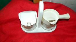 Corelle Gemco Winter Frost White Cream &amp; Sugar Set With Caddy Free Usa Ship - £22.41 GBP