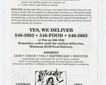 Selvador Deli Menu 17th Street Knoxville Tennessee 1990&#39;s  - $13.86