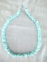 SEA BLUE COLOR PUKA SHELL CHIP BEADS SURFER JEWELRY 16&quot; NECKLACE HOOK an... - $9.80 CAD
