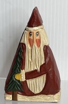 Vintage Rustic 1992 Mfm Santa Sculpture Figure 4.5&quot; Tall Triangle Hand Painted. - £10.24 GBP