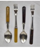 Vintage EPNS JMC Knife &amp; Spoon Set Celluloid Handle Electro Plated Nicke... - $39.95