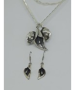 CALLA LILY FLOWER TAXCO MEXICAN STERLING SILVER VINTAGE DESIGN NECKLACE ... - €151,50 EUR