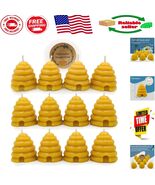 Elegant 12-Pack Hand Poured Beeswax Votive Candles | Natural Beehive Shape - $89.18 CAD