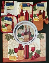 Kitchen Linen Placemats Stove Top Covers Wine, Wicker &amp; Cheese Theme, Select: It - £5.20 GBP+