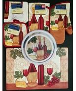 Kitchen Linen Placemats Stove Top Covers Wine, Wicker &amp; Cheese Theme, Se... - £5.10 GBP+