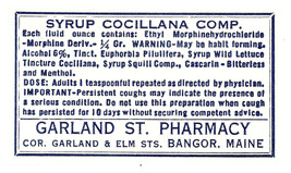 Vintage Pharmacy Label SYRUP COCILLANA COMPOUND Garland Street Pharmacy ... - £18.20 GBP