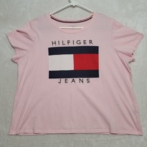 Tommy Hilfiger Womens 1X T-shirt Pink Logo Red White Blue Logo Hillfiger Jeans - £17.46 GBP