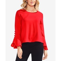 NWT Womens Size Large Vince Camuto Spectrum Red Chiffon Flutter Satin Blouse - £25.42 GBP