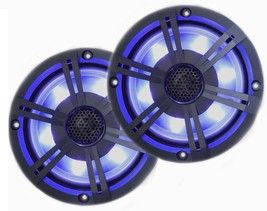 PQN Waterproof 6.5&quot; Marine Speakers Integrated Bluetooth Amp &amp; LED Light, Black - £188.42 GBP