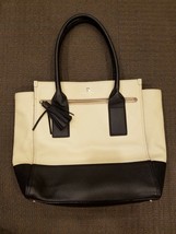 KATE SPADE New York Satchel Pebbled Leather Shoulder Handbag Black White - £67.25 GBP