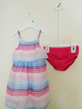 DRESS &amp; PANTIES 2 Pc NAUTICA Spag Straps Pink &amp; Blue Stripes 100% Poly 1... - £20.77 GBP